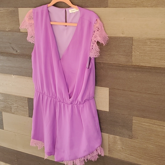 Sugarlips Pants - Sugar&Lips Purple Lace Romper
